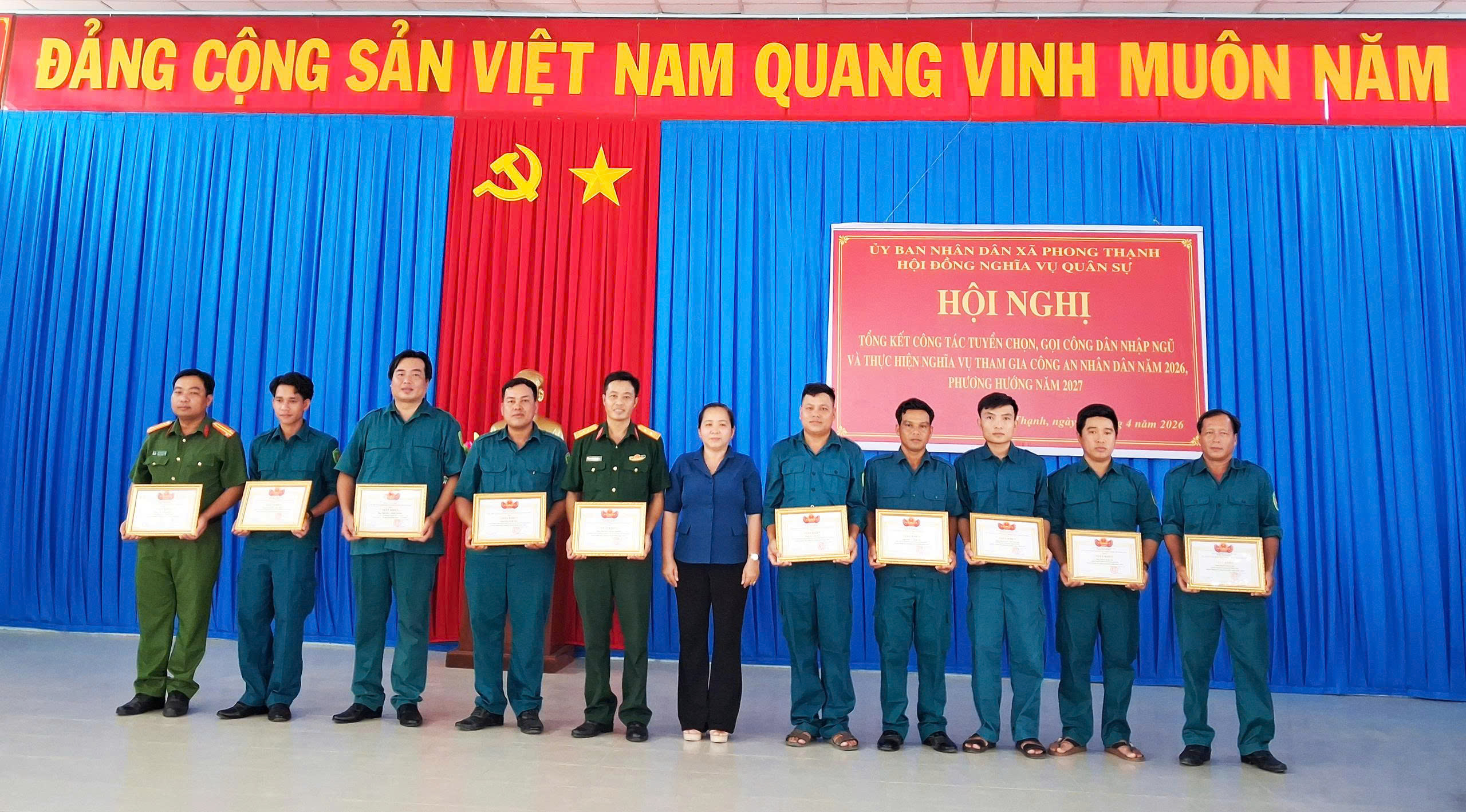 Phong Thạnh tổng kết công tác tuyển chọn, gọi công dân nhập ngũ năm 2026